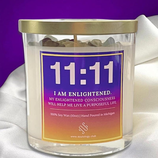 11:11 Angel Number Candle, 10oz, Crystal candle, 100% Soy Wax & Phthalate-Free Fragrance candles, Gifts candles for women, Angel Number Gift, Healing Candle, Spiritual Candle