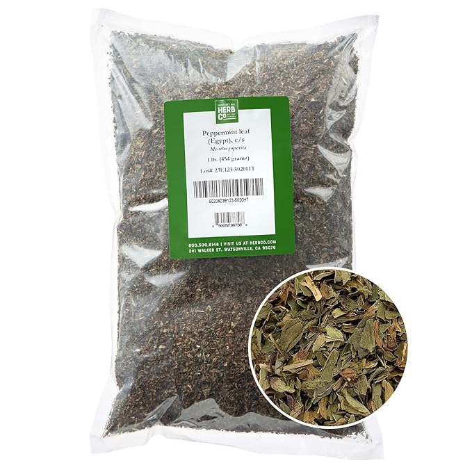 Monterey Bay Herb Co. Egyptian Peppermint Tea, Cut & Sifted | Add to Bath Blends, Oils, Soaps | Make Tea Blends & Seasonings (1 Pound)