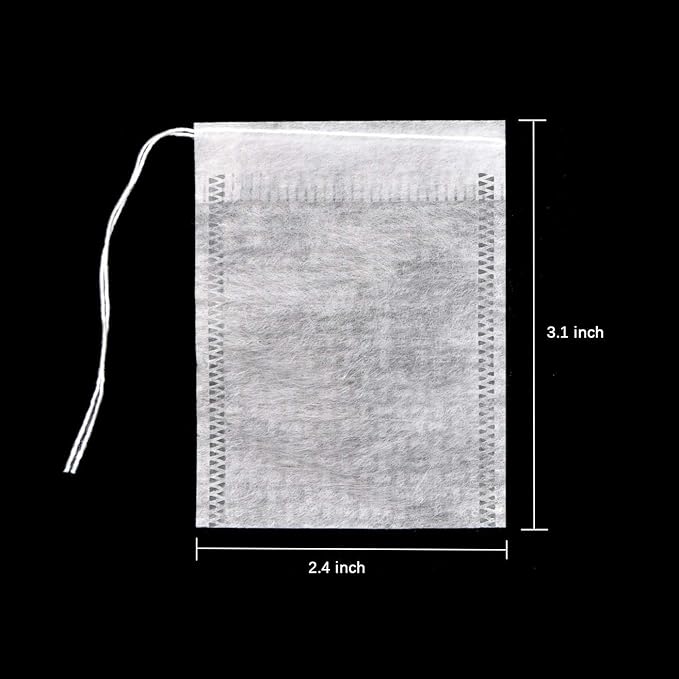 100 Pcs Disposable Tea Bags for Loose Leaf Tea, Biodegradable Tea Filter Bags with Drawstring, Corn Fiber Empty Tea Bags for Loose Leaf Tea (3.54 x 2.75 inch)