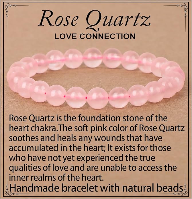 LPBeads Handmade Natural Gemstone Stretch Elastic Bracelet Healing Crystal Round Stone Beads Jewelry Gifts for Women Men