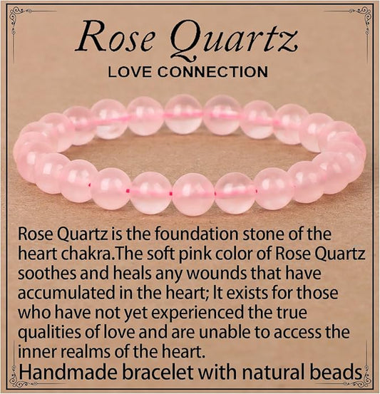 LPBeads Handmade Natural Gemstone Stretch Elastic Bracelet Healing Crystal Round Stone Beads Jewelry Gifts for Women Men