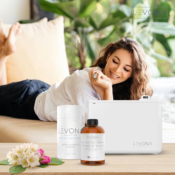 Levona Scent Essential Oils for Diffuser: Blissful Aura Diffuser Oil with Notes of Amber, Musk & Jasmine - Home Luxury Scents for Hotel - Fragrance Oil - 700 Ml Essential Oil
