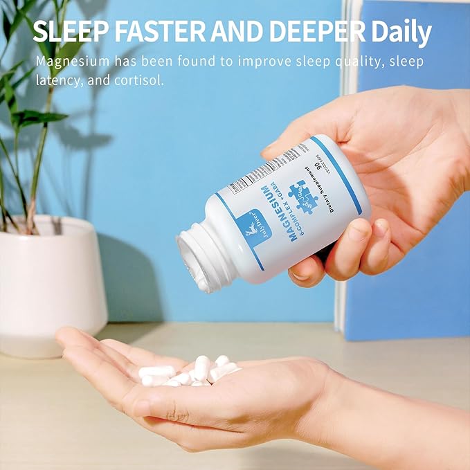 2 Bottles Sixfold Magnesium Complex | 350mg of Magnesium Glycinate, Malate, Citrate, Taurine, Oxide, L-threonate for Muscles,Nerves,& Energy, GABA Sleep Support | High Absorption | Vegan | 90 Capsules