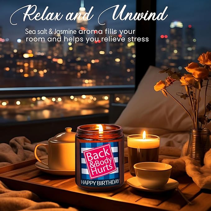 Birthday Gifts for Women Men - Sending Love Hugs Bday Candle for Her, Him, Best Friend - Happy Birthday Gifts for Mom Wife Girlfriend Aunt Sister Daughter - Jasmine Relaxing Soy Candle