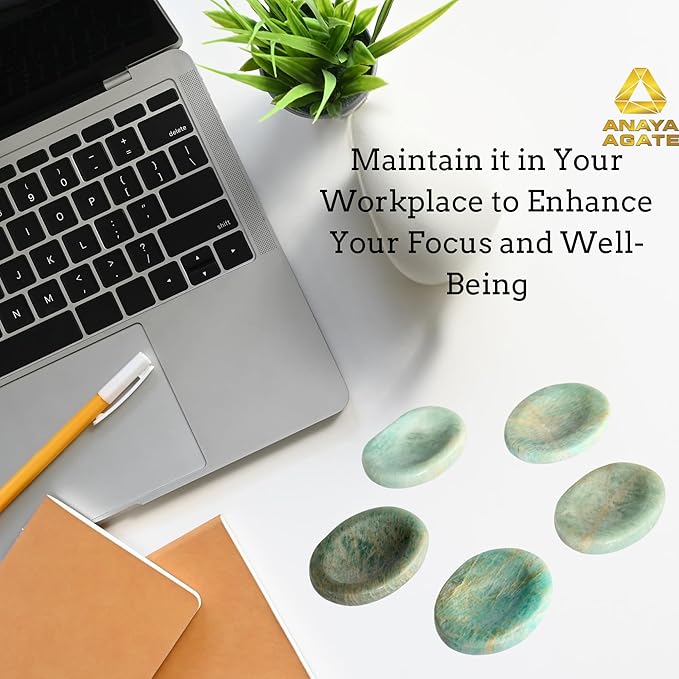 Amazonite Worry Stone – Crystal Thumb Worry Stones for Anguish, Stress – Relaxing and Soothing Balance Stones for Meditation, Stress Relief – Healing Stones and Crystals for Men and Women