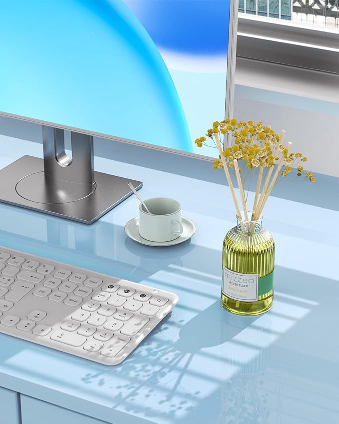 MIZZEO Reed Diffuser Set, Lemon Zest 6.76 fl oz Highly Scented Room Diffuser Home Fragrance Essential Oil Reed Flower Diffuser, House Bedroom Office Decor & Gifts