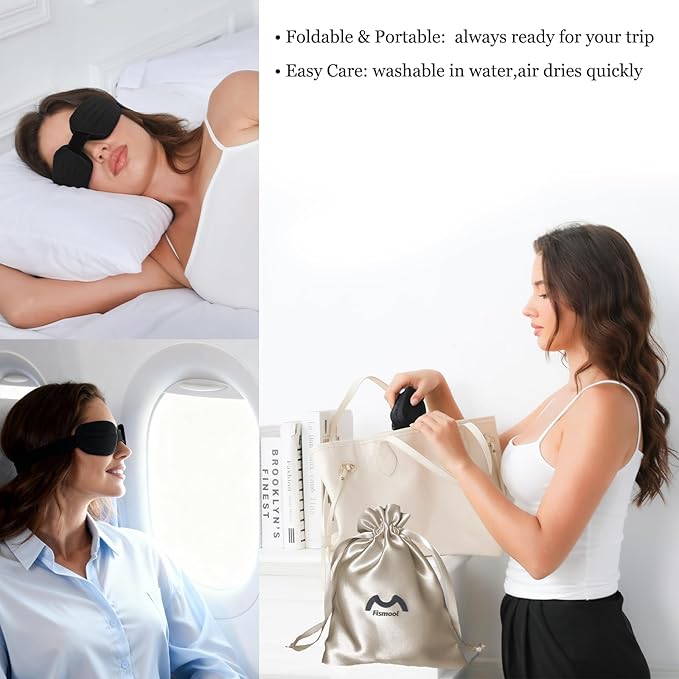3D Sleep Mask for Women Men,Sleep Mask for Nasal Pillow Cpap Users Adjustable 100% Light Blocking,Eye Mask for Dry Eyes,Blind Fold for Side Sleeper Travel