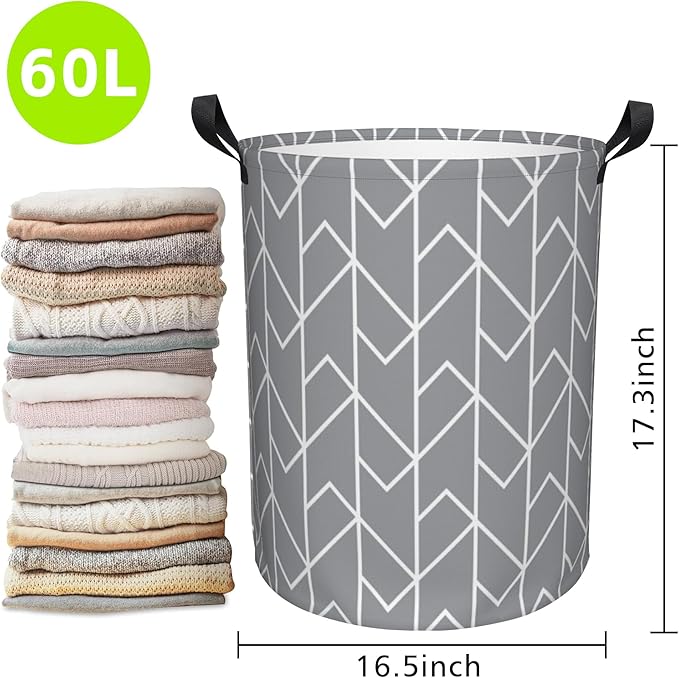 Laundry Basket Abstract Geometric Laundry Basket Oxford Cloth Laundry Hamper Large Storage Baskets Toy Organizer Tote Bag For Bedroom Clothes Bathroom 17.3(H) x16.5(D) Inch
