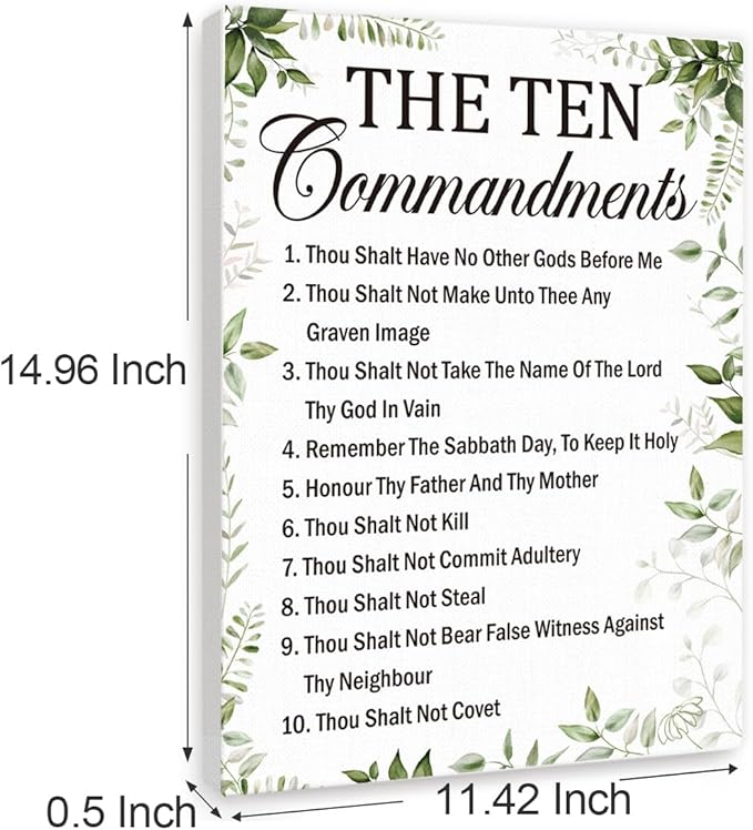 Gwisml The Ten Commandments Inspirational Bible Verse Canvas Wall Art,Motivational Scripture Print Painting Artwork for Christian Home Office Bible Verse Wall Decor