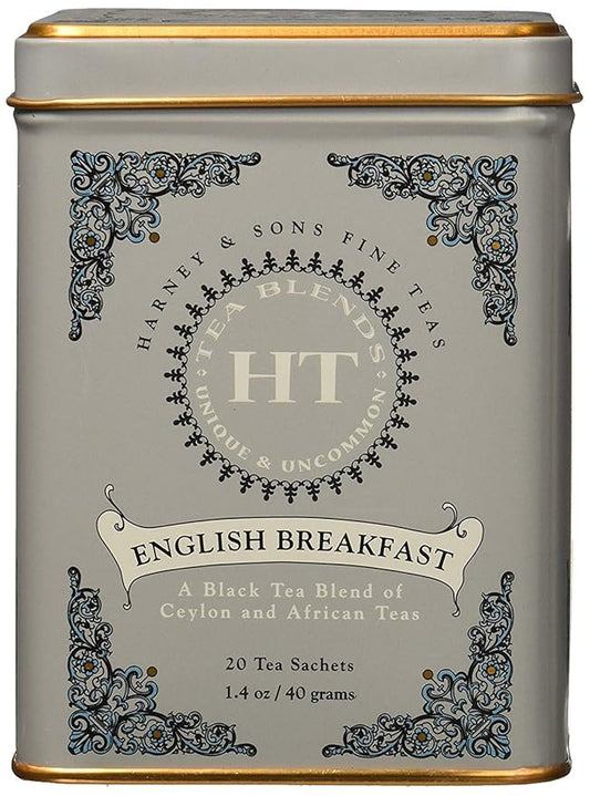 Harney & Sons English Breakfast, 20 Teabags per Pack, (Pack of 4)