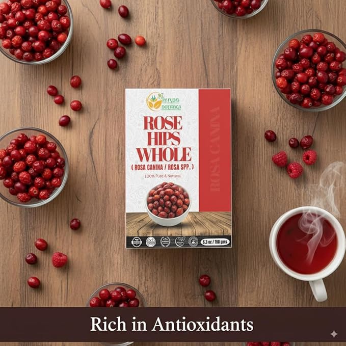 Herbs Botanica Rosehips Dried Rose Hip Herbal Tea, Homemade Sauce, Jellies, Soups, Seasoning, Syrup Vitamin C Rich 100% Naturally Dried Rosa Canina Cynorrhodon 5.30oz | Resealable Kraft Bag