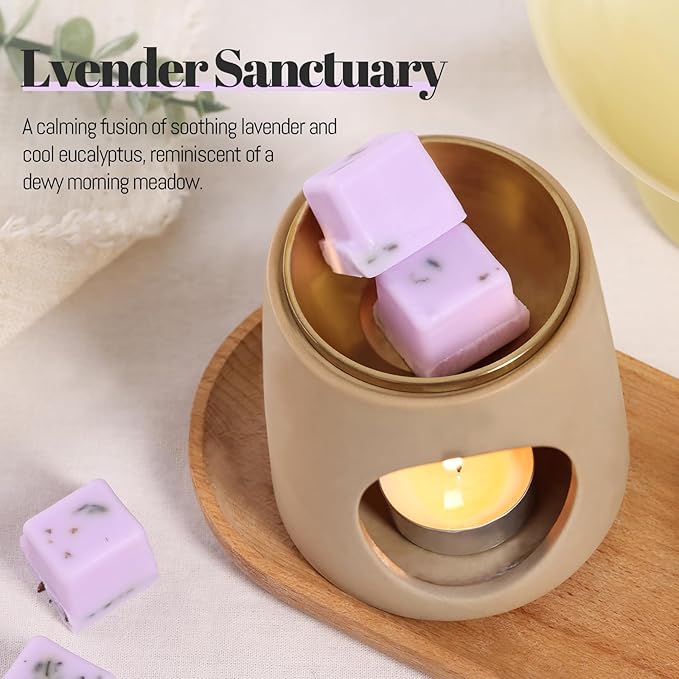 DEVI Scented Wax Melts with Dried Flowers, Natural Soy Wax Cubes Strong Scent - Fall Scented Candle Melts for Warmer, Vanilla Almond Biscuit, Lavender & Eucalyptus, Jasmine, Citronella, 4 Pack