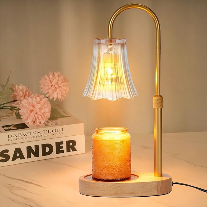 Candle Warmer Lamp with Timer, 4-Level Dimmable & Height Adjustable,Wax Melt Warmer for Jar Candles, Unique Design Enhances Home Ambiance (Transparent)