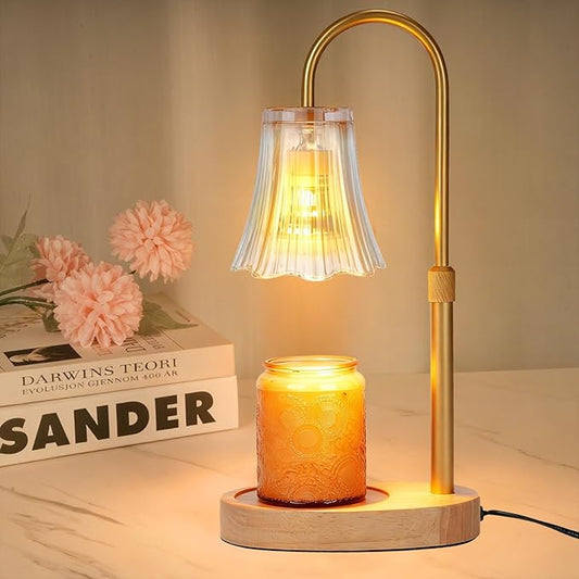 Candle Warmer Lamp with Timer, 4-Level Dimmable & Height Adjustable,Wax Melt Warmer for Jar Candles, Unique Design Enhances Home Ambiance (Transparent)