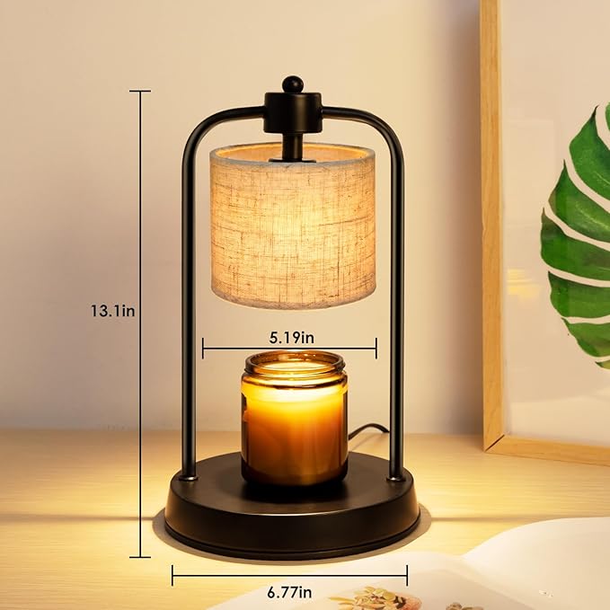 Candle Warmer Lamp Electric with Timer: Wax Melts Warmer - Dimmable Candle Wax Warmer Electric Candle Warmer with Replacement Bulbs, Bedroom Home Decor Compatible with Various Candles-Linen