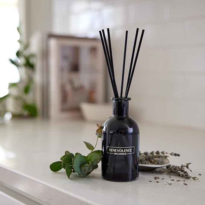 Benevolence LA Reed Diffusers for Home, Lavender & Eucalyptus Relaxing Fragrance | Aromatherapy Reed Diffuser Sticks with Gift Box, Scented Sticks for Bathroom | Home Décor