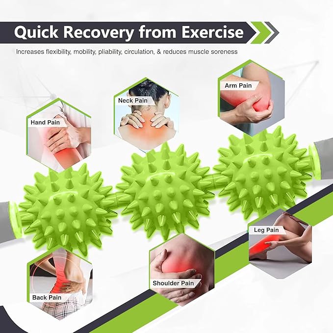 Fascia Muscle Roller, Cellulite Massager Fascia Roller for Cellulite and Sore Muscles, Neck, Leg, Back, Pressure Trigger Point Body Roller Deep Tissue Massage Stick Tools - 3 Massage Balls