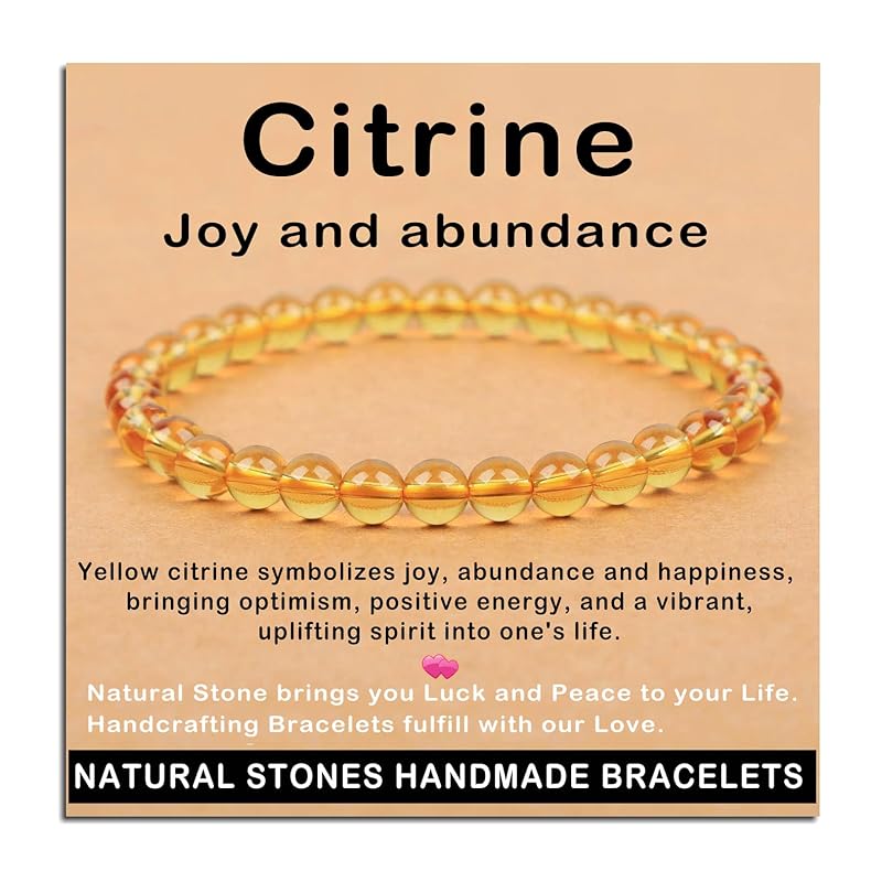 AD Beads Handmade Gemstone Stretch Elastic Bracelet Crystal Healing Reiki Nature's Beauty and Spiritual Essence Unisex (6mm, Citrine (Joy and abundance))