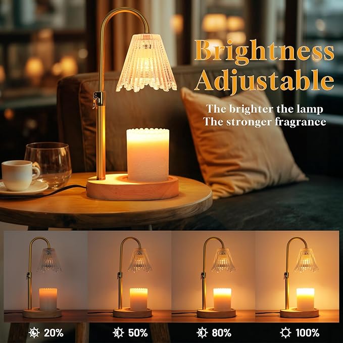 Candle Warmer Lamp with Timer, Dimmable Candle Lamp Adjustable Height, Birthday Gifts for Mom Women, House Warming Gifts New Home Decor