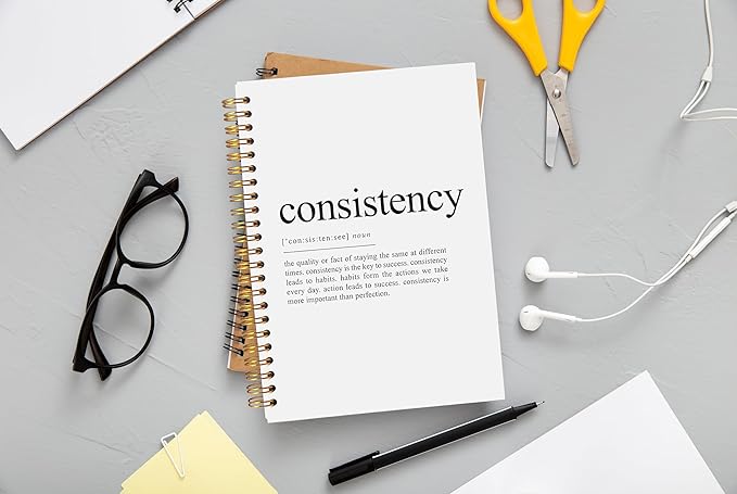 Consistency Definition Inspirational Notebook, Motivational Journal for Work, Inspirational Gifts for Coworkers Women Men, Inspiring Spiral Notebooks 5.5x8.3 Inch