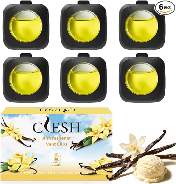 Car Air Fresheners, Vanilla, 6-Pack, 4ml Each, Odor Eliminator