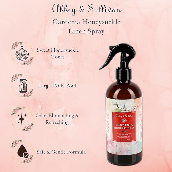 Abbey & Sullivan Linen Spray, Gardenia Honeysuckle, 16 oz.