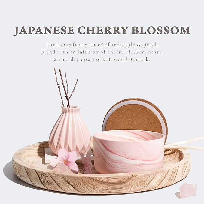 Hidden Label Scented Soy Candles, Large Candle 3 Wicks 14.8oz Japanese Cherry Blossom Ceramic Jar Lava Collection, Gorgeous Gifts for Birthday Thanksgiving Christmas