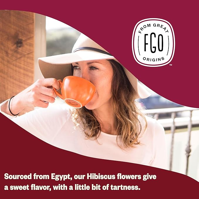 FGO Organic Hibiscus Flowers, Cut and Sifted, 16oz Bulk Resealable Bag, Packaging May Vary (Pack of 1)