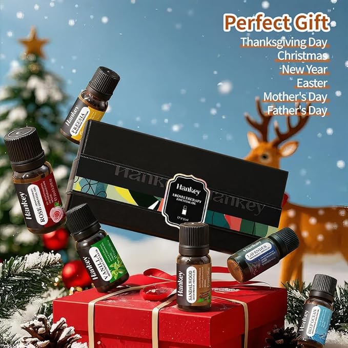 6-Piece Essential Oil Set - Lavender, Rose, Vanilla, Sandalwood, Freesia & Deep Ocean - 100% Pure Aromatherapy Oils for Relaxation, Sleep & Mood - Therapeutic Grade, Undiluted, Gift Ready