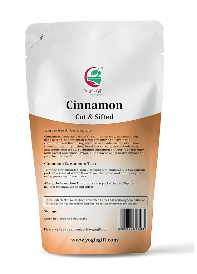 Crushed Cinnamon Bark 4 oz | Cinnamon Stick Pieces/Chips For Tea, Cooking | Rich Aroma and Great Flavour | Premium Grade Product by Yogi's Gift®