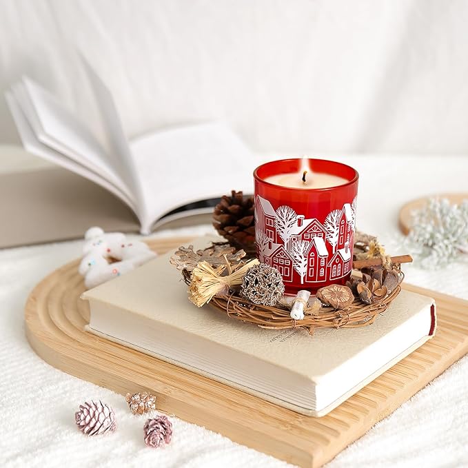 ROMIIE ZOI Christmas Scented Candle - 6oz Soy Wax Candle, Let it Snow, Infused with Christmas Pine Aroma - Brown & Red Gift Box Packaged for Christmas Holiday Season Gift