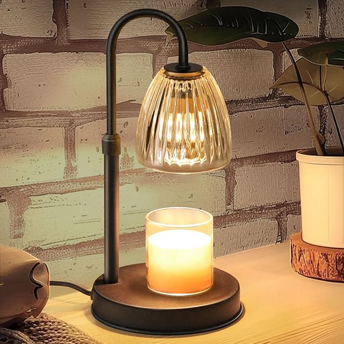 Dimmable Candle Warmer Lamp with Timer Adjustable Height, Birthday Gifts for Women, Home Decor Housewarming Gifts for Mom, Modern Electric Wax Melt Warmer for Scented Jar Candles, Black