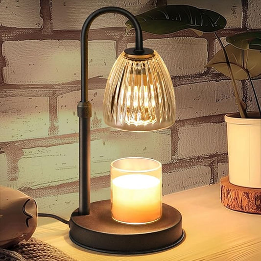 Dimmable Candle Warmer Lamp with Timer Adjustable Height, Birthday Gifts for Women, Home Decor Housewarming Gifts for Mom, Modern Electric Wax Melt Warmer for Scented Jar Candles, Black