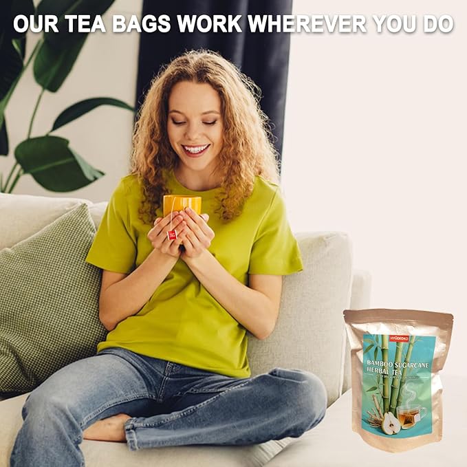 20 Bags Sugarcane Imperata Root Pear Tea, Caffeine-Free Natural Ingredients Herbal Tea Bags, Supports Lung Cleanse, No Additives, Daily Enjoyment Tea for Men & Women