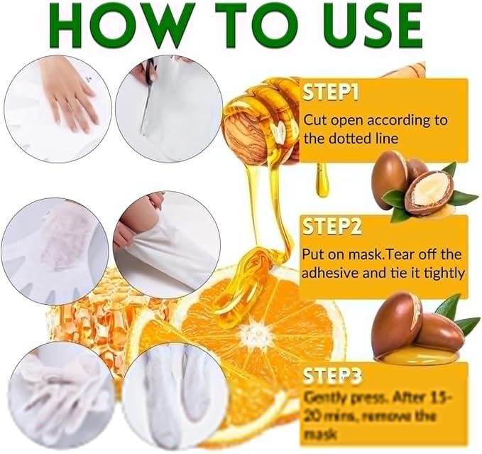 Elitzia Foot Mask Hand Mask Hydrating Honey Almond Gloves Argan Oil 10 Packs Multipack Socks Masks Moisturizing Repairing Nourishing Masks Spa Skin Care Women for Dry Rough Skin ETOHAF