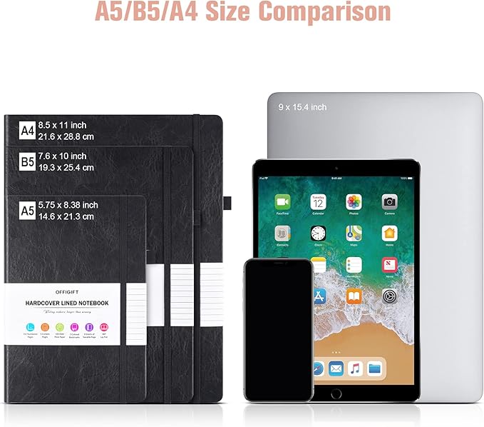 Lined Journal Notebook, Large A5 College Ruled Notebook, 312 Numbered Pages Work Notebook with Index Stickers, 100gsm Thick Paper, Hardcover Vegan Leather Journal for Women Men School Office, Pink