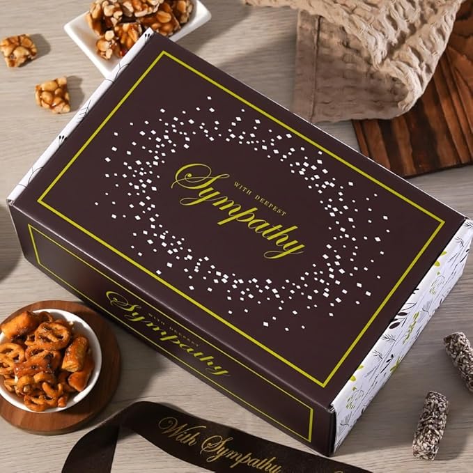 Broadway Basketeers Sympathy Gift Box - Gourmet Delight - Kosher Sympathy Food Baskets for Delivery - Perfect Care Package Box of Assorted Snacks for Bereavement, Loss, Funeral, or Shiva