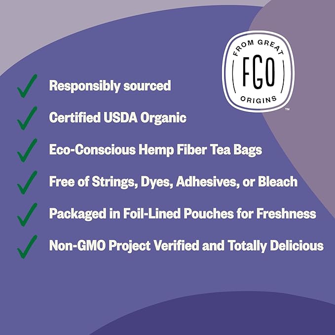 FGO Organic Earl Grey Black Tea, 100 Count, Eco-Conscious Tea Bags, Resealable Bag, Packaging May Vary (Pack of 1)