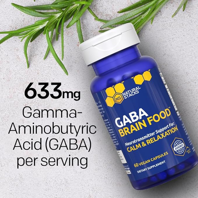 GABA Brain Food - GABA Supplement with L-Citrulline & Grape Seed Extract - Supports Calm & Relaxation - Nighttime Sleep Aid - Supports Production of Gamma Aminobutyric Acid - 60 L-Citrulline Capsules
