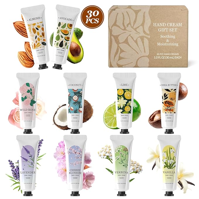 BODY & EARTH 30 Pack Hand Cream Lotion Bulk Mini Hand Lotion Hand Cream for Women Thanksgiving Gifts Christmas Gifts Stocking Stuffers and Bridesmaid Gifts