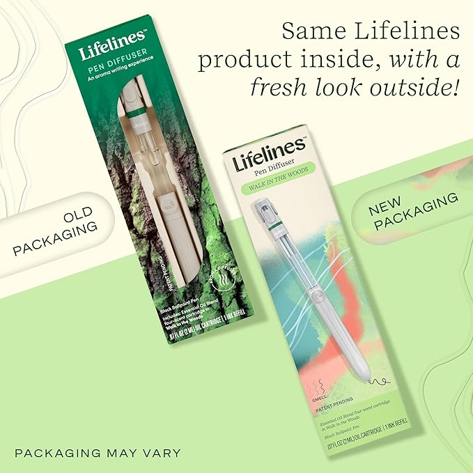 Lifelines Pen Diffuser, Walk in the Woods - 1mm Black Ballpoint Pen with Scented Essential Oil Blends – Aromatherapy Diffuser & Sensory Immersion Diffuse Aroma As You Write