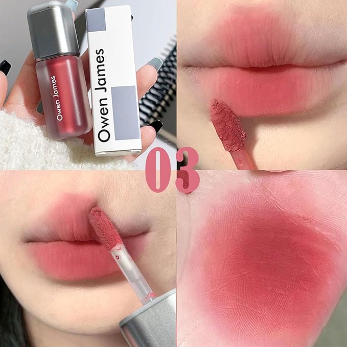 Dulele 4PCS Matte Velvet Lip Gloss Not Fade Liquid Lipstick Set, Waterproof Long-Lasting Non-Stick Cup Lip Glaze Lipgloss Cute Lip Makeup for Girls and Women