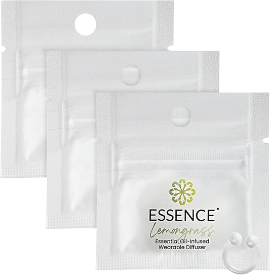 Essence Wearable Aromatherapy Nasal Diffuser – Lemongrass Essential Oil Nose Ring Silicone Inhaler for Stress & Mood Support - Made in USA & Travel-Friendly (3 Pack)