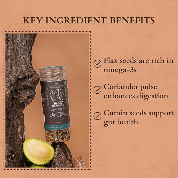 Flaxseed Power Blend 4.93 oz (140g) – Authentic Indian Mukhwas/Mouth Freshener & Healthy Snack with Flaxseeds,Dry Mango Seeds & Sesame Seeds – Sugar-Free,Vegan, No Tobacco,No Artificial Preservatives