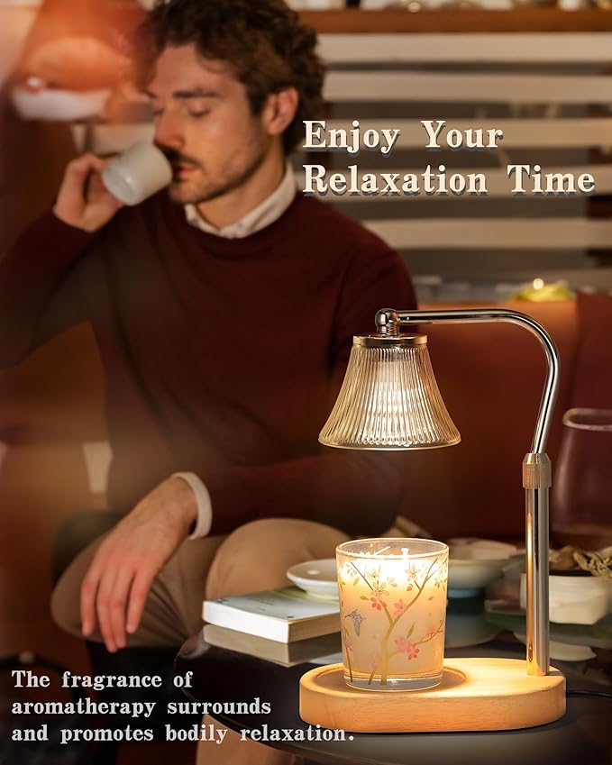 Candle Warmer Lamp, Candle Lamp Warmer with Timer & Dimmer, Adjustable Height, with 2 Bulbs, House Warming Home Bedroom Decor Birthday Gifts for Women Mom