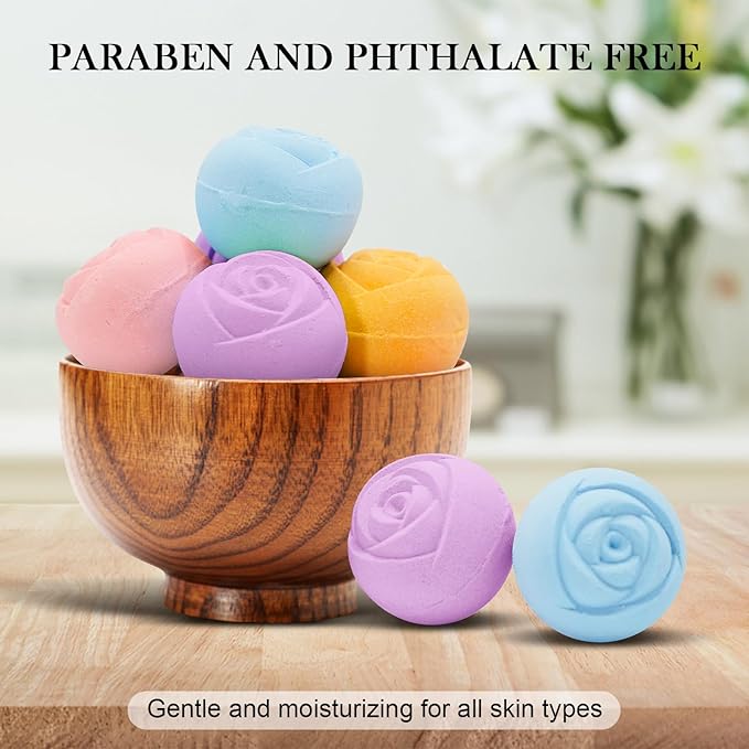 Bath Bombs for Women - 16 Pcs Handmade Natural Essential Oils Rose Bath Bombs, Home Spa Fizzies Bubble Bath, Birthday Gifts for Her Self Care Gifts for Mom Wife (16)