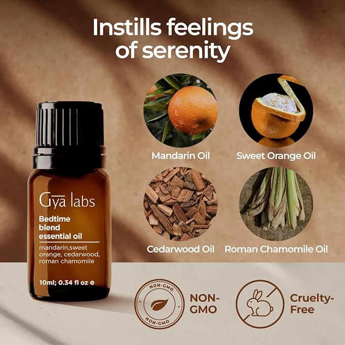 Gya Labs Bedtime Essential Oil for Aromatherapy – 0.34 Fl Oz – Premium Grade Essential Oils for Diffuser, Aromatherapy, Hair Care, Skin Care, Body, Massage & DIY Candle Making Scents