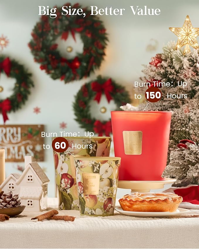 M&SENSE Apple Crumble Scented Natural Soy Wax Candle, 14.1oz 60 Hours Long Lasting Slow Burning Candles for Home Decor, Aromatherapy Candle for Stress Relief