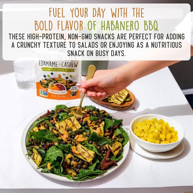 BeanVIVO Healthy Snacks for Adults & Kids with 7g Protein & 5g Fiber per Serving with Dried Edamame, Roasted Cashew and Chickpeas - Vegan & Gluten Free - Keto Friendly & Non-GMO - 3-Pack (4.5 oz Each Pouch)