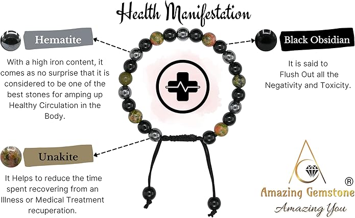 Natural Healing Crystal Bracelet for Women - Mens Bracelet Energy Balancing Gemstones Set - Adjustable Stone Bead Bracelet for Men and Women - Chakra Crystal Therapy Accessory, Meditation